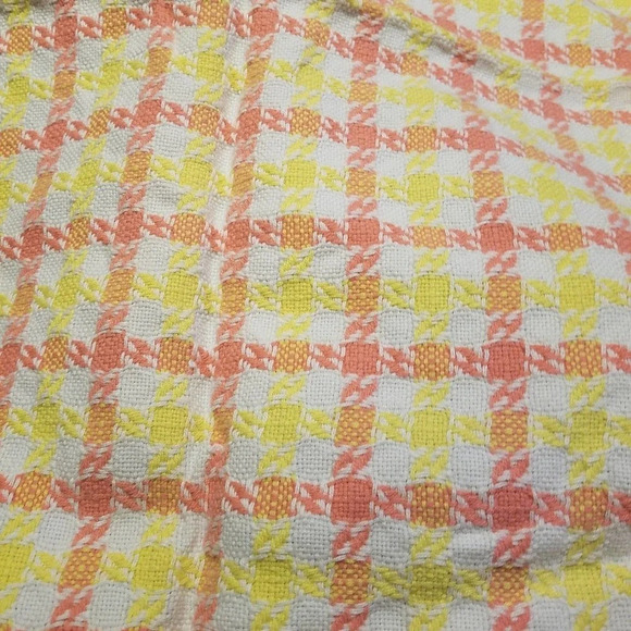 Vintage Square Tablecloth 48" Orange and Yellow Squares - Picture 3 of 3